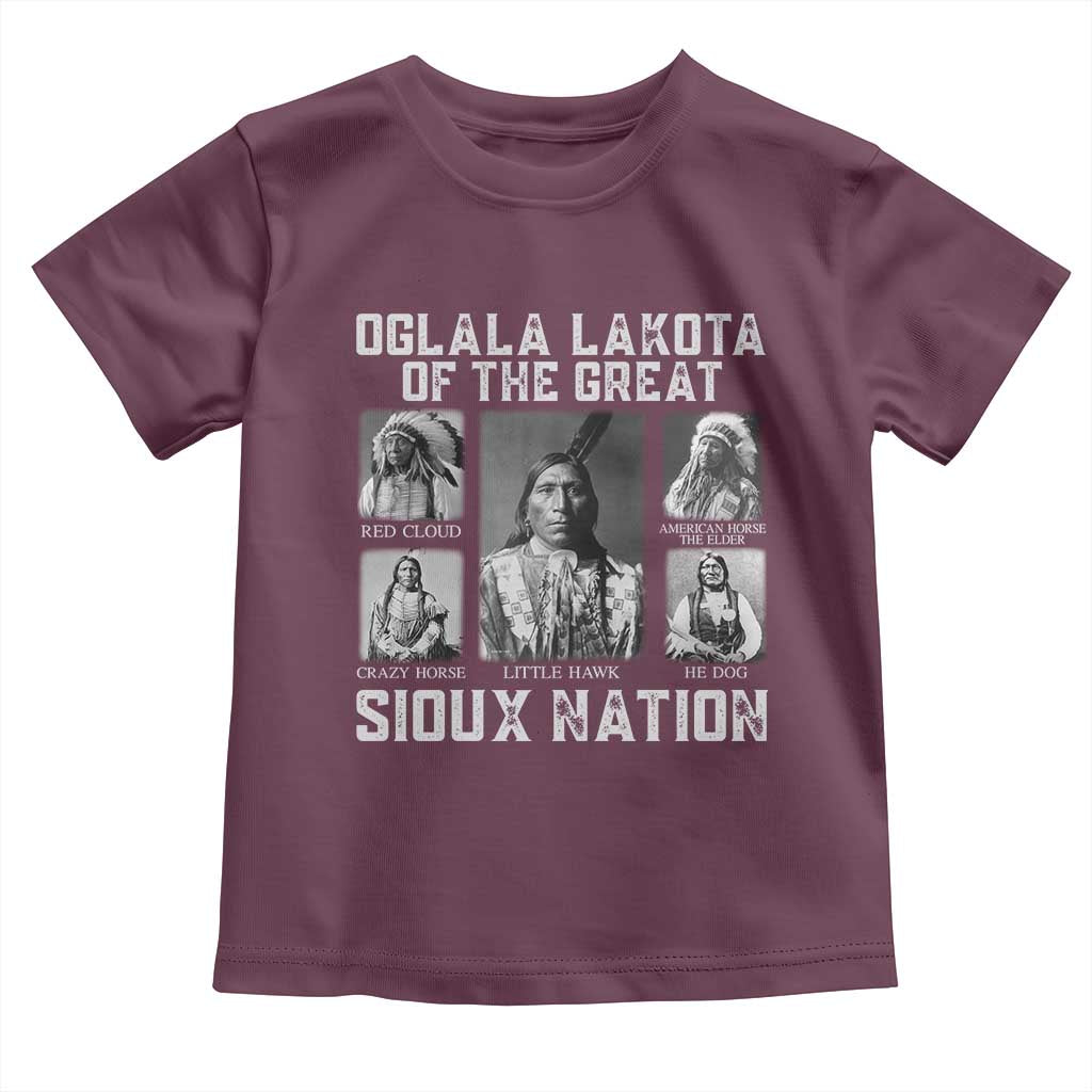 Oglala Lakota Of The Great Sioux Nation Toddler T Shirt Native American Chiefs TS11 Maroon Print Your Wear