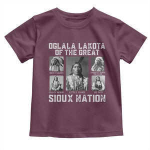 Oglala Lakota Of The Great Sioux Nation Toddler T Shirt Native American Chiefs TS11 Maroon Print Your Wear