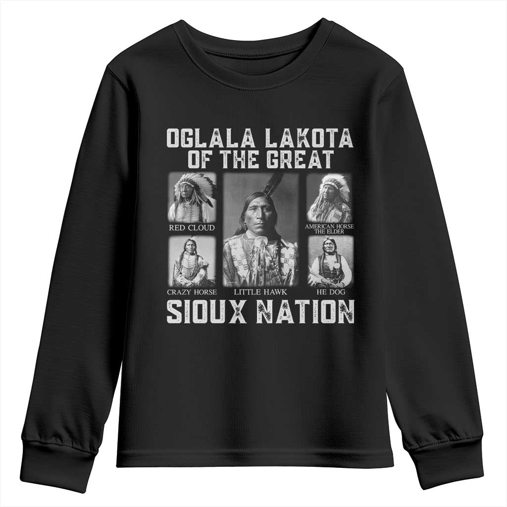 Oglala Lakota Of The Great Sioux Nation Youth Sweatshirt Native American Chiefs TS11 Black Print Your Wear