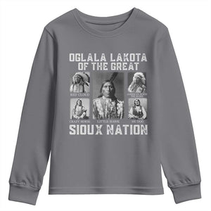 Oglala Lakota Of The Great Sioux Nation Youth Sweatshirt Native American Chiefs TS11 Charcoal Print Your Wear