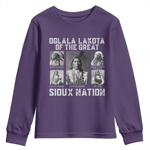 Oglala Lakota Of The Great Sioux Nation Youth Sweatshirt Native American Chiefs TS11 Purple Print Your Wear