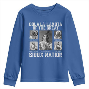 Oglala Lakota Of The Great Sioux Nation Youth Sweatshirt Native American Chiefs TS11 Royal Blue Print Your Wear