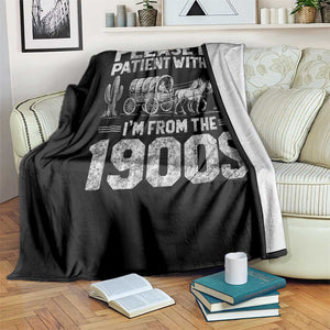 Funny Please Be Patient With Me I'm From The 1900s Throw Blanket Vintage Carriage TS11 Print Your Wear