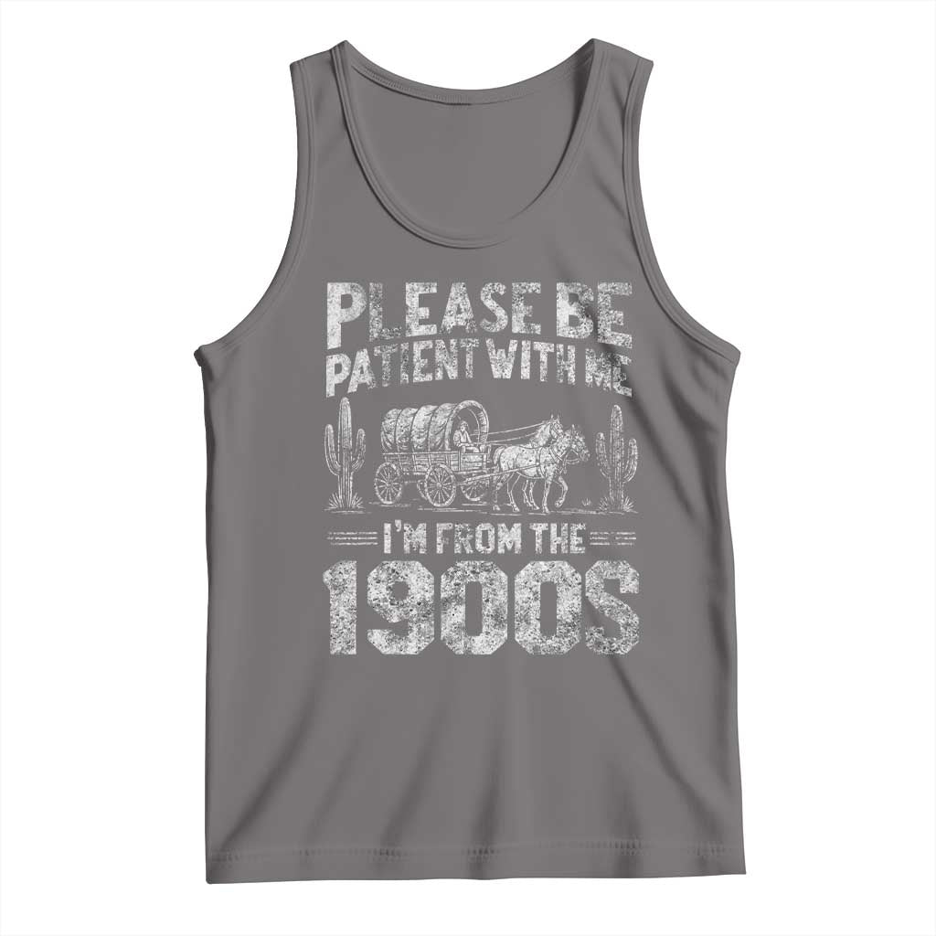 Funny Please Be Patient With Me I'm From The 1900s Tank Top Vintage Carriage TS11 Deep Heather Print Your Wear