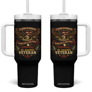 US Marines Veteran Tumbler With Handle It Cannot Be Inherited Nor Can It Be Purchased I Have Earned It TS11 One Size: 40 oz Black Print Your Wear