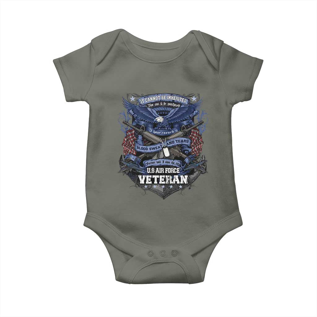 US Military Air Force Veteran Baby Onesie It Cannot Be Inherited Nor Can It Be Purchased I Have Earned It TS11 Military Green Print Your Wear