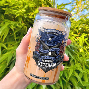 US Military Air Force Veteran Glass Can It Cannot Be Inherited Nor Can It Be Purchased I Have Earned It TS11 Black Print Your Wear