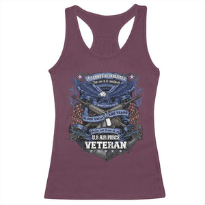 US Military Air Force Veteran Racerback Tank Top It Cannot Be Inherited Nor Can It Be Purchased I Have Earned It TS11 Maroon Print Your Wear