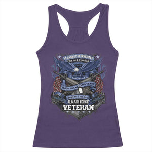US Military Air Force Veteran Racerback Tank Top It Cannot Be Inherited Nor Can It Be Purchased I Have Earned It TS11 Purple Print Your Wear