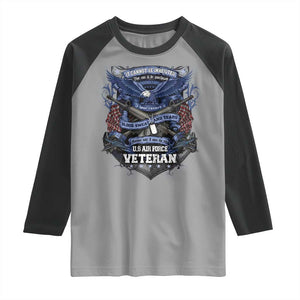 US Military Air Force Veteran Raglan Shirt It Cannot Be Inherited Nor Can It Be Purchased I Have Earned It TS11 Sport Gray Black Print Your Wear
