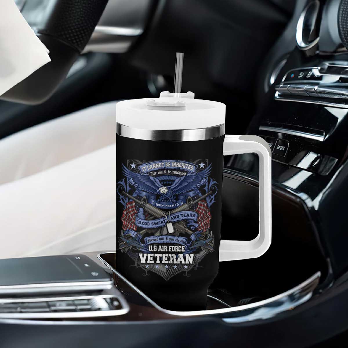 US Military Air Force Veteran Tumbler With Handle It Cannot Be Inherited Nor Can It Be Purchased I Have Earned It TS11 Print Your Wear