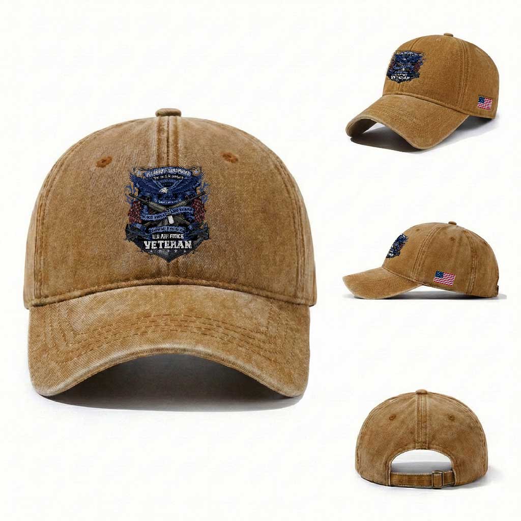 US Military Air Force Veteran Washed Cotton Baseball Cap It Cannot Be Inherited Nor Can It Be Purchased I Have Earned It TS11 Washed Cap Universal Fit Yellow Ochre Print Your Wear