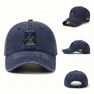 US Military Air Force Veteran Washed Cotton Baseball Cap It Cannot Be Inherited Nor Can It Be Purchased I Have Earned It TS11 Washed Cap Universal Fit Navy Print Your Wear