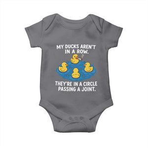 My Duck Arent In A Row They Are In A Circle Passing A Joint Baby Onesie Funny Duck Cannabis Cigarette TS11 Charcoal Print Your Wear