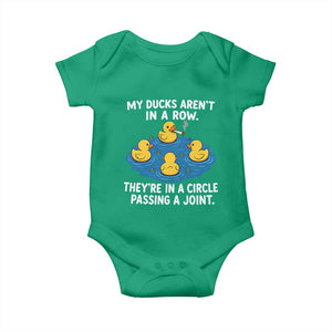 My Duck Arent In A Row They Are In A Circle Passing A Joint Baby Onesie Funny Duck Cannabis Cigarette TS11 Irish Green Print Your Wear