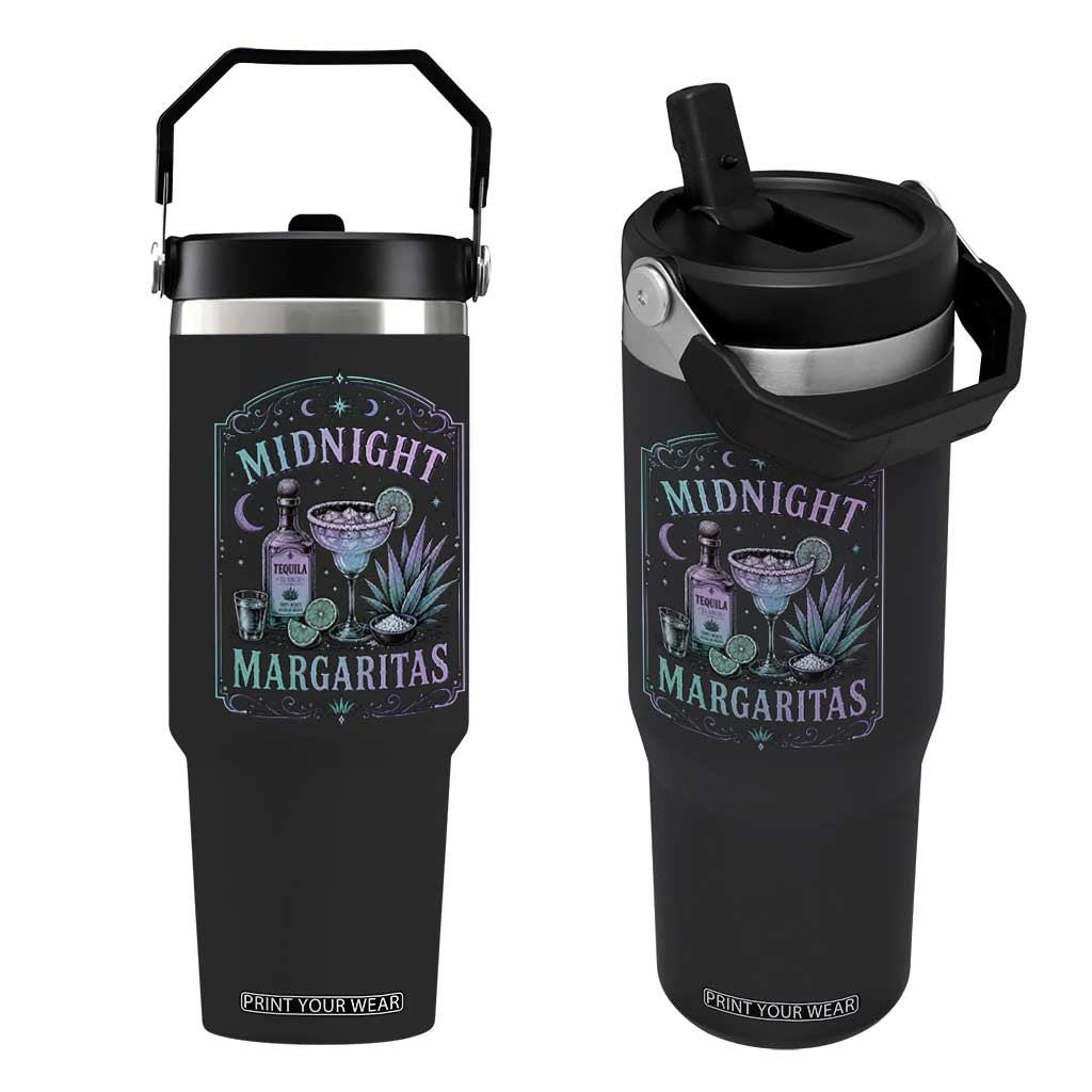 Midnight Margaritas Halloween Witch Cocktail Lover Flip Straw Tumbler TS11 One Size: 30 oz Black Print Your Wear