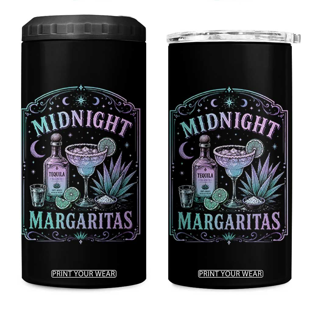 Midnight Margaritas Halloween Witch Cocktail Lover 4 in 1 Can Cooler Tumbler TS11 One Size: 16 oz Black Print Your Wear