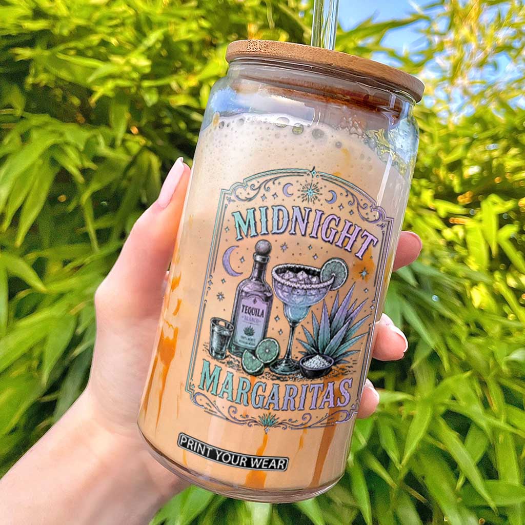 Midnight Margaritas Halloween Witch Cocktail Lover Glass Can TS11 Black Print Your Wear