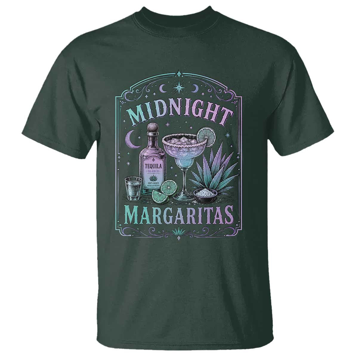 Midnight Margaritas Halloween Witch Cocktail Lover T Shirt TS11 Dark Forest Green Print Your Wear