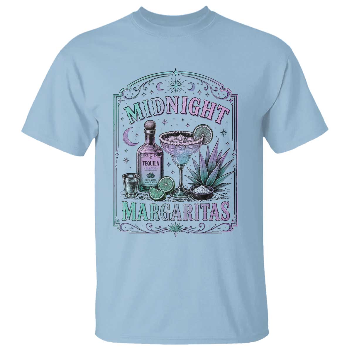 Midnight Margaritas Halloween Witch Cocktail Lover T Shirt TS11 Light Blue Print Your Wear