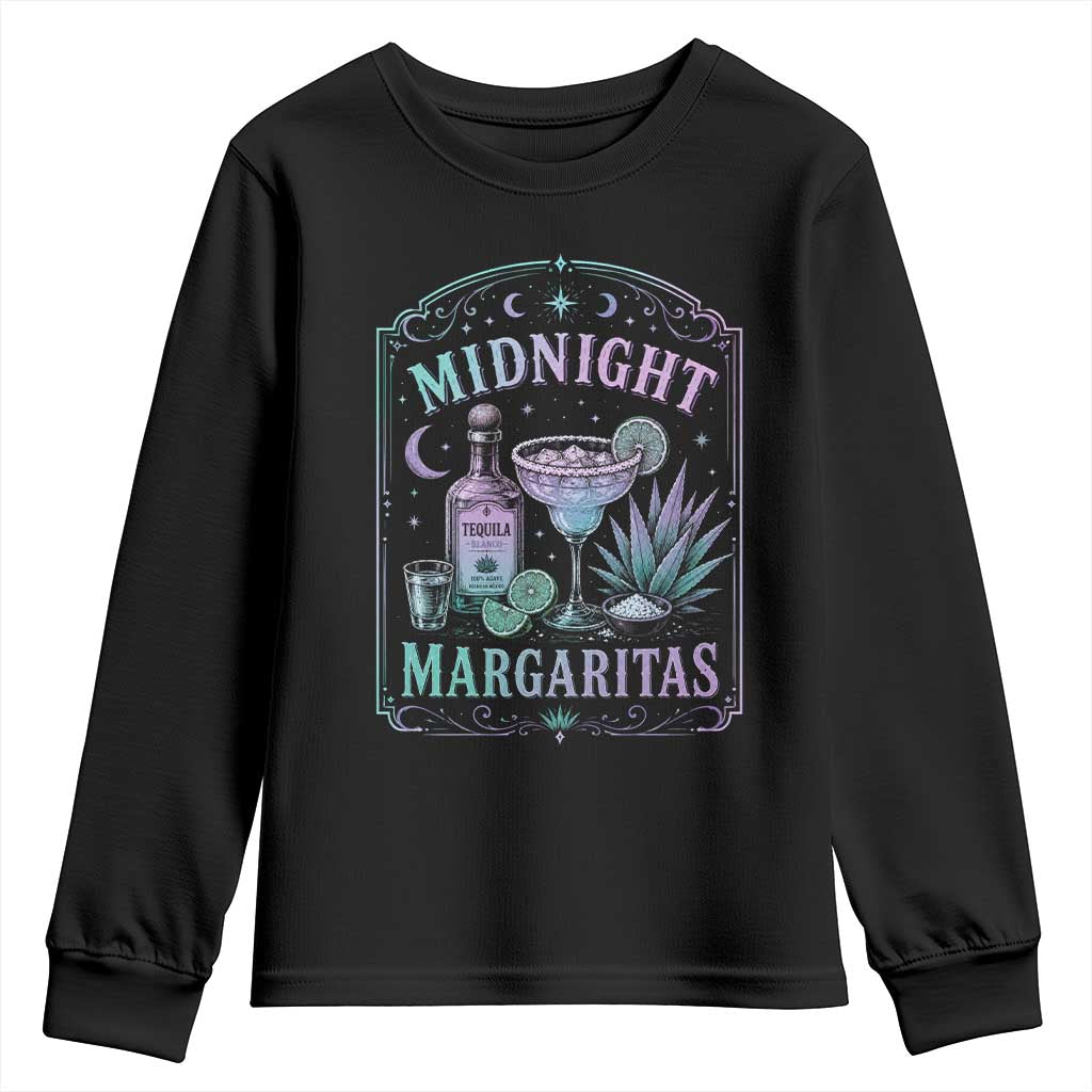Midnight Margaritas Halloween Witch Cocktail Lover Youth Sweatshirt TS11 Black Print Your Wear