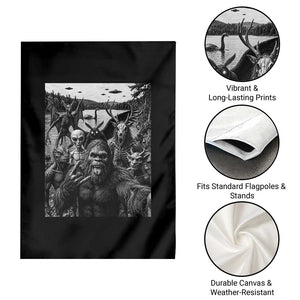 Funny Cryptid Creatures Selfie Garden Flag Bigfoot Alien Cryptozoology Fantasy Mythical Monsters