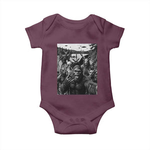 Funny Cryptid Creatures Selfie Baby Onesie Bigfoot Alien Cryptozoology Fantasy Mythical Monsters