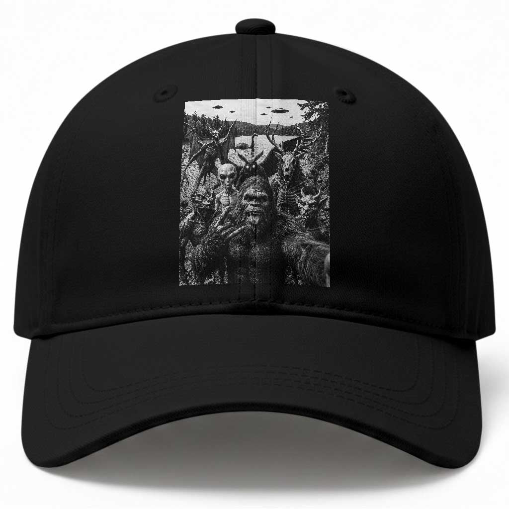 Funny Cryptid Creatures Selfie Baseball Cap Bigfoot Alien Cryptozoology Fantasy Mythical Monsters TS11 Print Your Wear