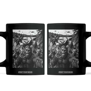 Funny Cryptid Creatures Selfie Coffee Mug Bigfoot Alien Cryptozoology Fantasy Mythical Monsters