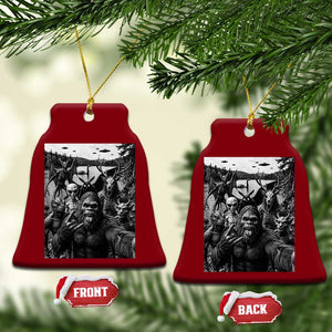 Funny Cryptid Creatures Selfie Ceramic Ornament Bigfoot Alien Cryptozoology Fantasy Mythical Monsters