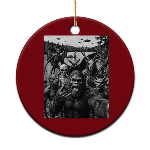 Funny Cryptid Creatures Selfie Ceramic Ornament Bigfoot Alien Cryptozoology Fantasy Mythical Monsters