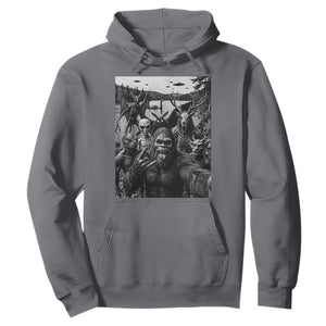 Funny Cryptid Creatures Selfie Hoodie Bigfoot Alien Cryptozoology Fantasy Mythical Monsters