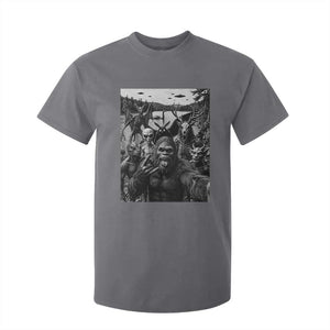 Funny Cryptid Creatures Selfie T Shirt For Kid Bigfoot Alien Cryptozoology Fantasy Mythical Monsters
