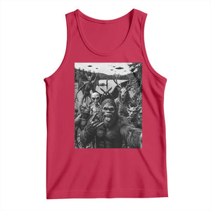 Funny Cryptid Creatures Selfie Tank Top Bigfoot Alien Cryptozoology Fantasy Mythical Monsters