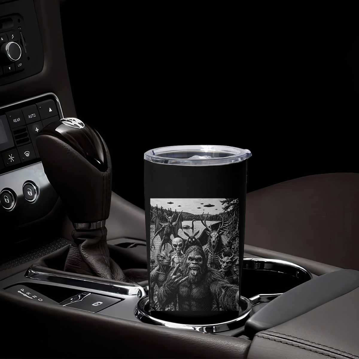 Funny Cryptid Creatures Selfie Tumbler Cup Bigfoot Alien Cryptozoology Fantasy Mythical Monsters