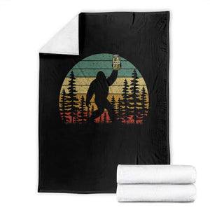 Funny Bigfoot Pickles Lover Throw Blanket Retro Sasquatch Cucumber Food Lover