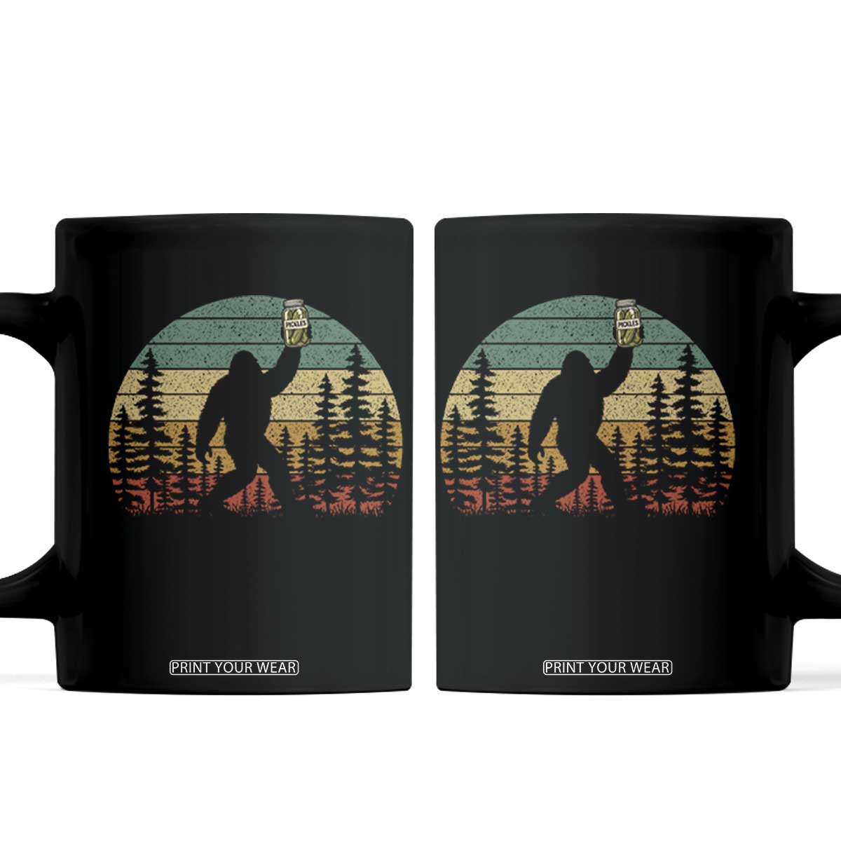 Funny Bigfoot Pickles Lover Coffee Mug Retro Sasquatch Cucumber Food Lover