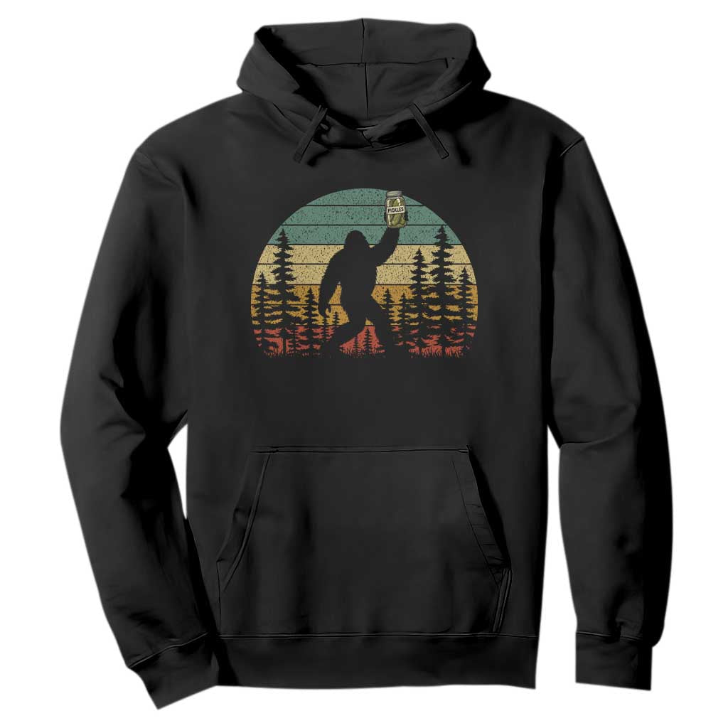 Funny Bigfoot Pickles Lover Hoodie Retro Sasquatch Cucumber Food Lover