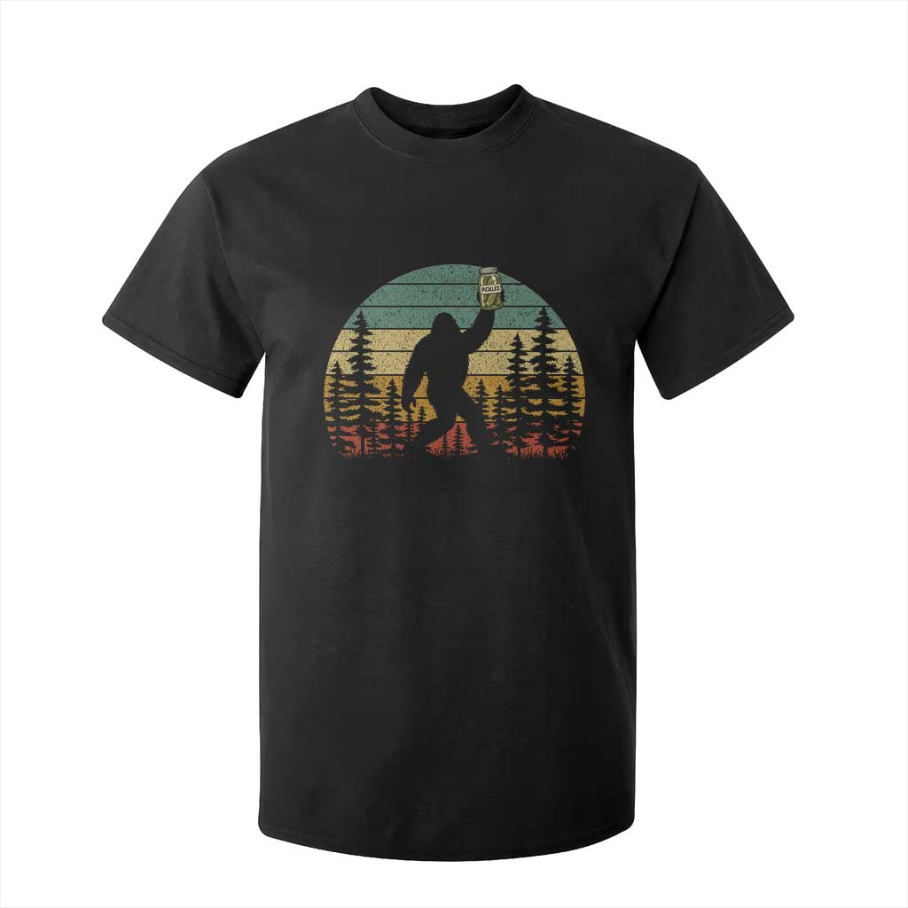 Funny Bigfoot Pickles Lover T Shirt For Kid Retro Sasquatch Cucumber Food Lover TS11 Black Print Your Wear