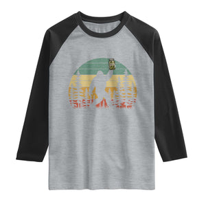 Funny Bigfoot Pickles Lover Raglan Shirt Retro Sasquatch Cucumber Food Lover