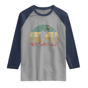 Funny Bigfoot Pickles Lover Raglan Shirt Retro Sasquatch Cucumber Food Lover