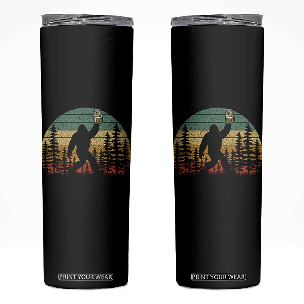 Funny Bigfoot Pickles Lover Skinny Tumbler Retro Sasquatch Cucumber Food Lover