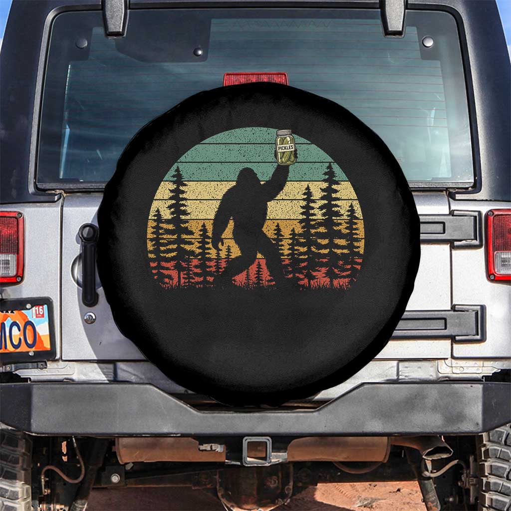 Funny Bigfoot Pickles Lover Spare Tire Cover Retro Sasquatch Cucumber Food Lover TS11 No hole Black Print Your Wear