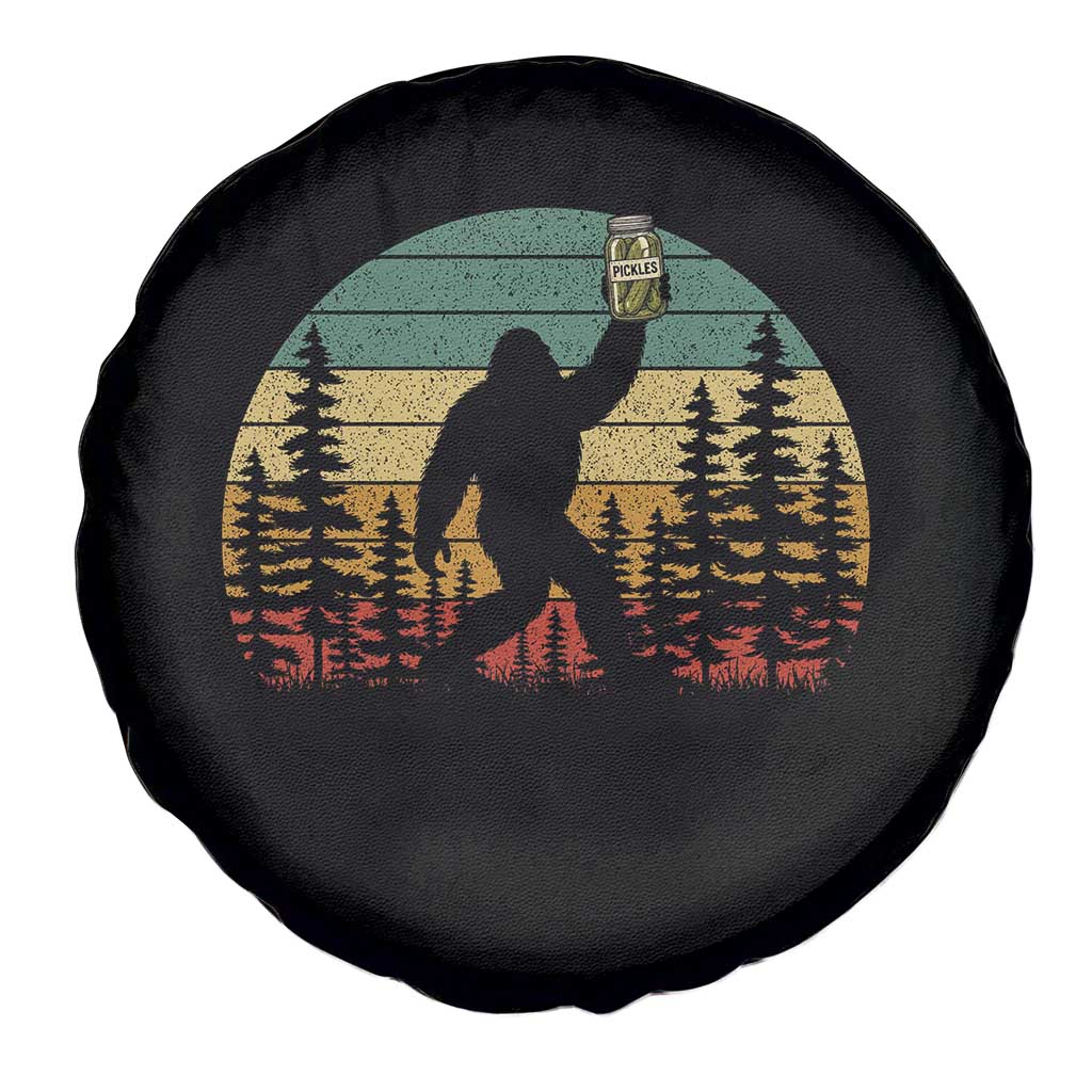 Funny Bigfoot Pickles Lover Spare Tire Cover Retro Sasquatch Cucumber Food Lover