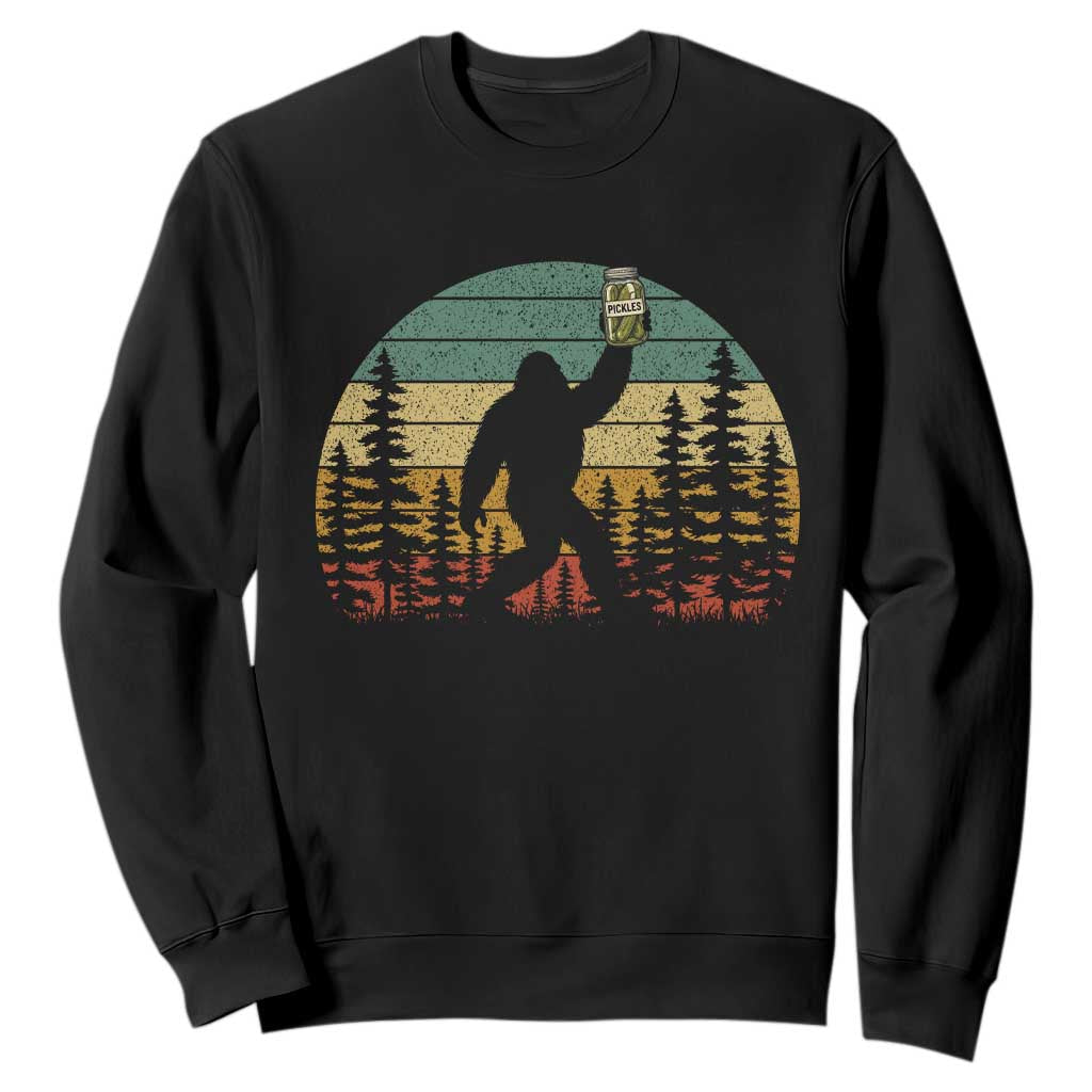 Funny Bigfoot Pickles Lover Sweatshirt Retro Sasquatch Cucumber Food Lover