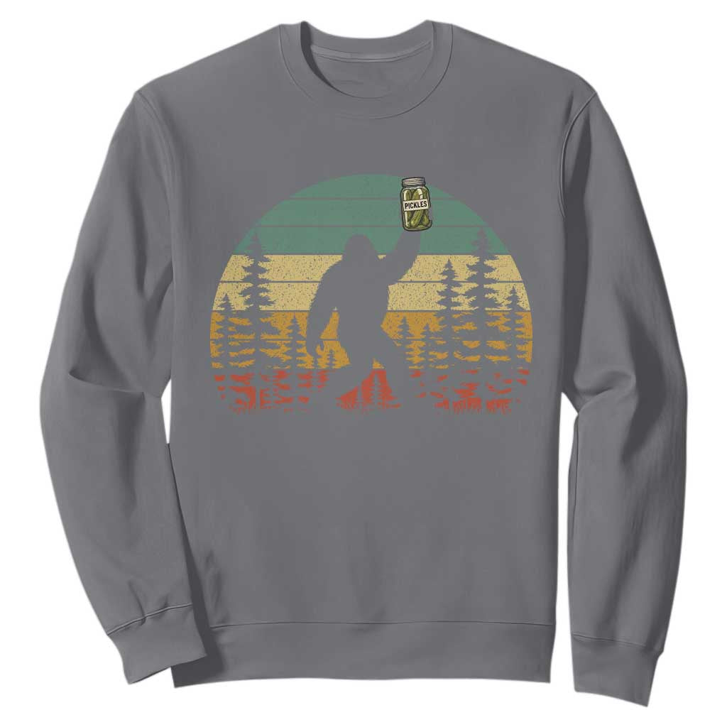 Funny Bigfoot Pickles Lover Sweatshirt Retro Sasquatch Cucumber Food Lover