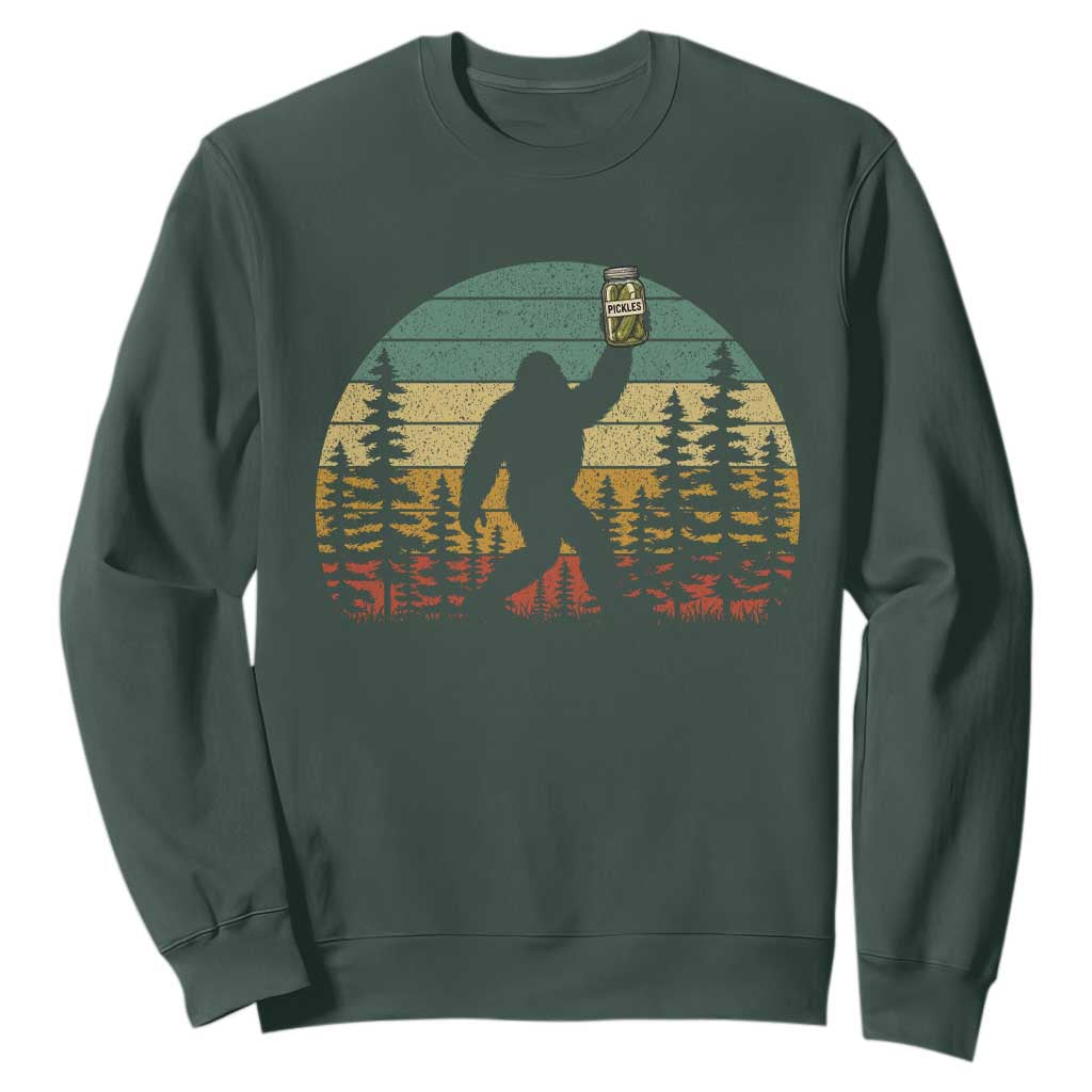 Funny Bigfoot Pickles Lover Sweatshirt Retro Sasquatch Cucumber Food Lover