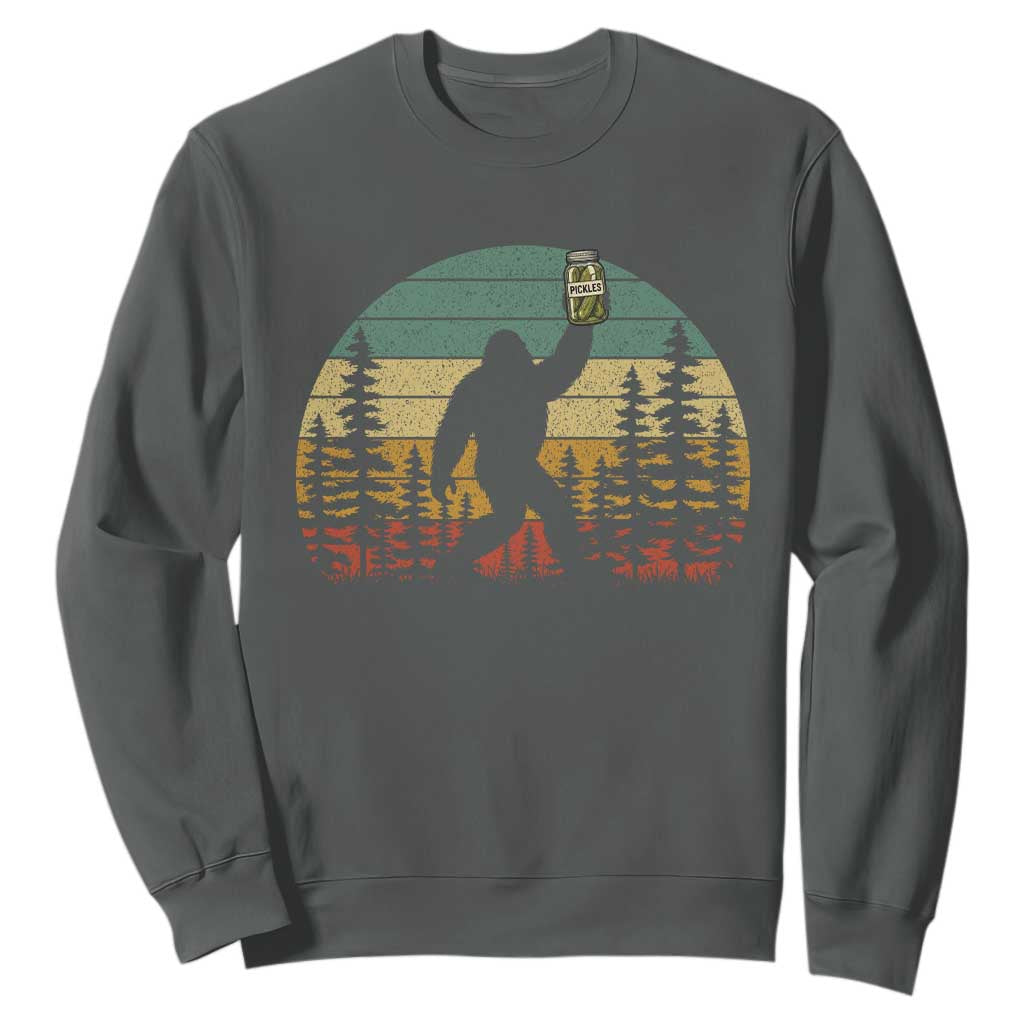 Funny Bigfoot Pickles Lover Sweatshirt Retro Sasquatch Cucumber Food Lover