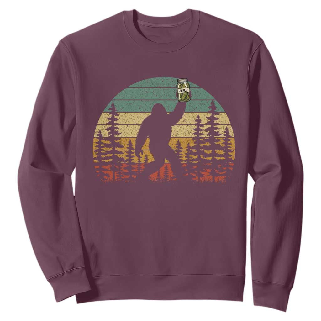 Funny Bigfoot Pickles Lover Sweatshirt Retro Sasquatch Cucumber Food Lover
