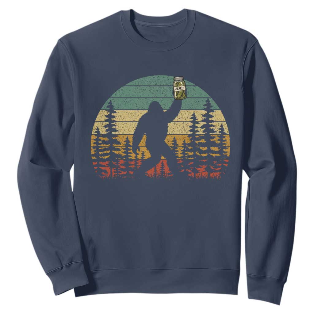 Funny Bigfoot Pickles Lover Sweatshirt Retro Sasquatch Cucumber Food Lover